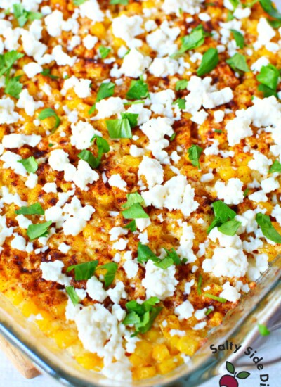 mexican street corn casserole baking dish.
