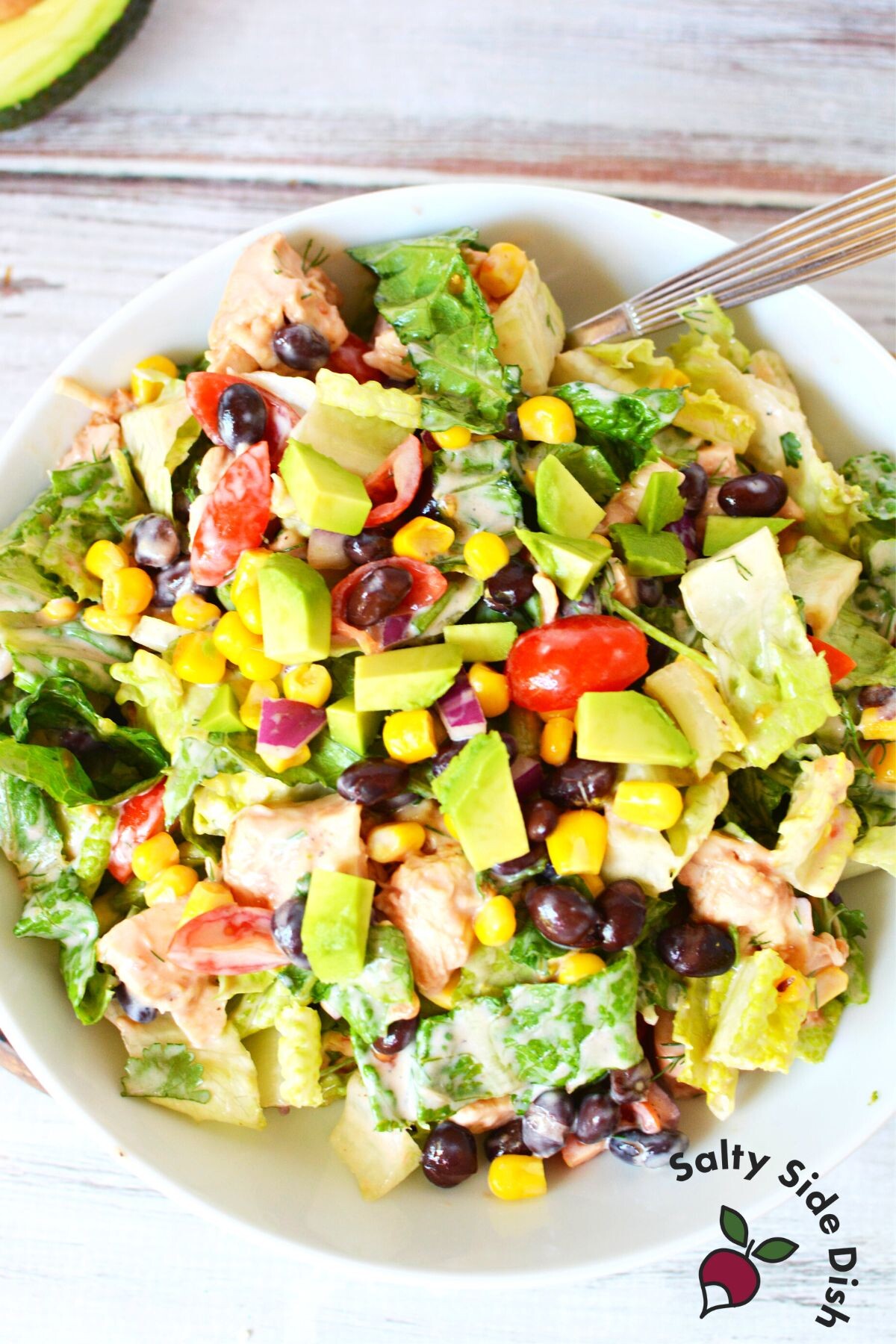 side dish salad with BBQ ranch dressing homemade.