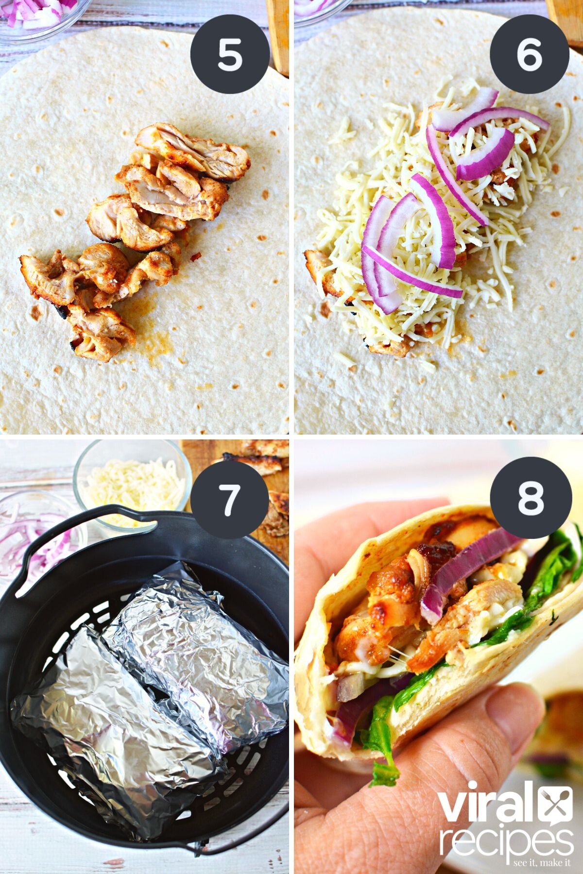 tiktok honey chicken wrap trending lunch recipe in air fryer.
