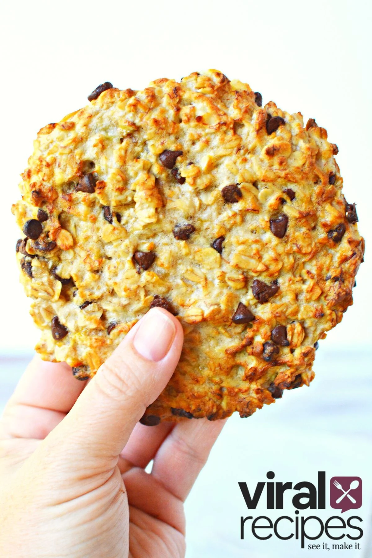 Air Fryer Breakfast Cookie being held up.