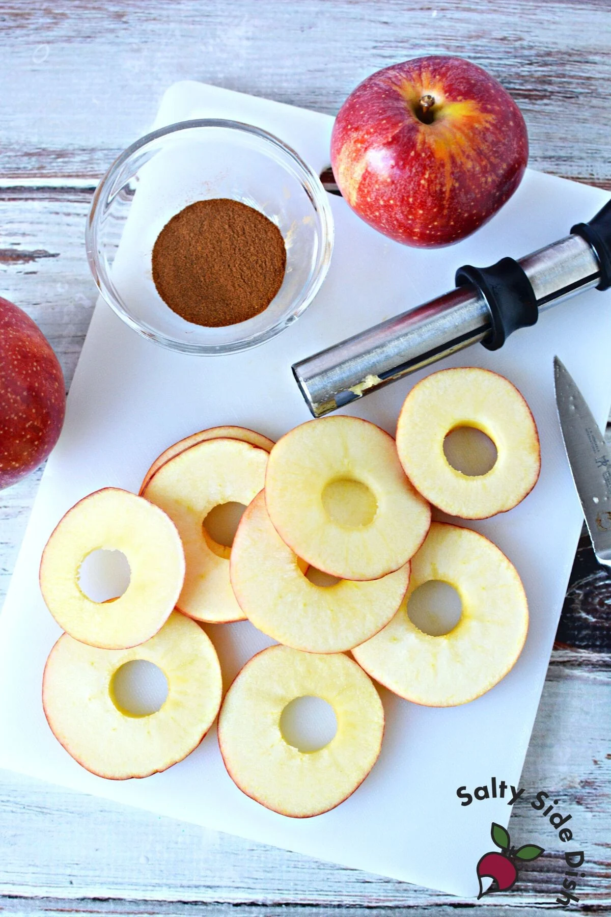 cored apple slices.