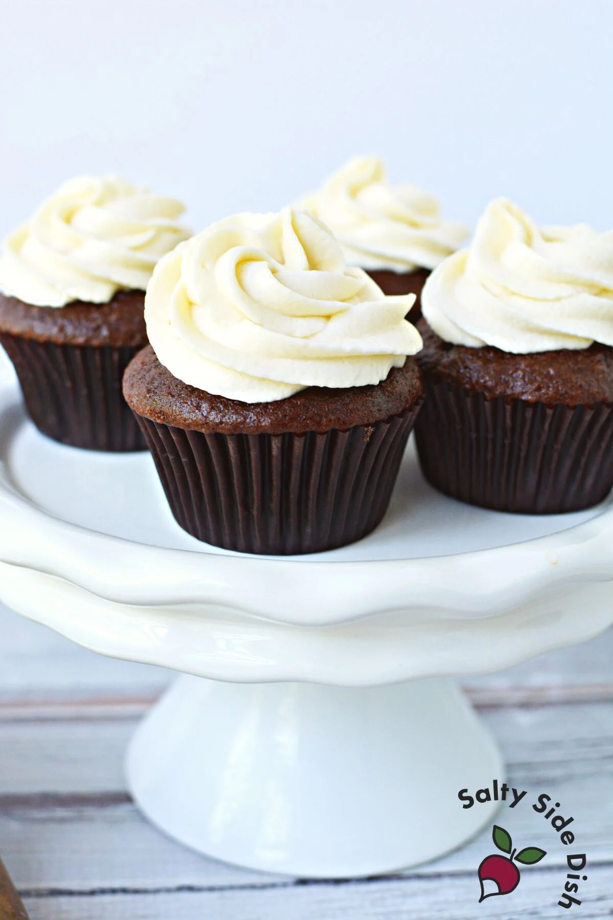 2 ingredient buttercream recipe on a chocolate cupcake.