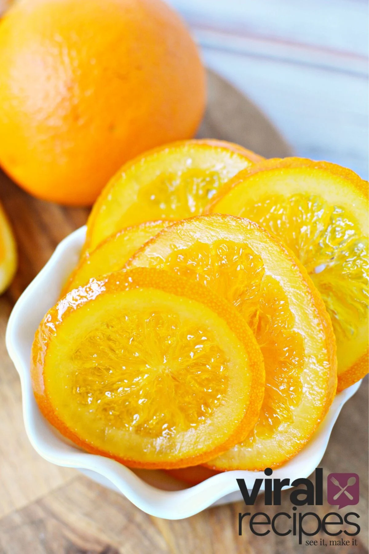 candied orange slices in a bowl.