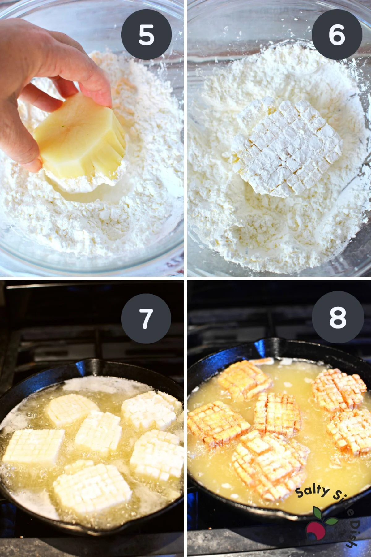frying chinese potatoes in oil.