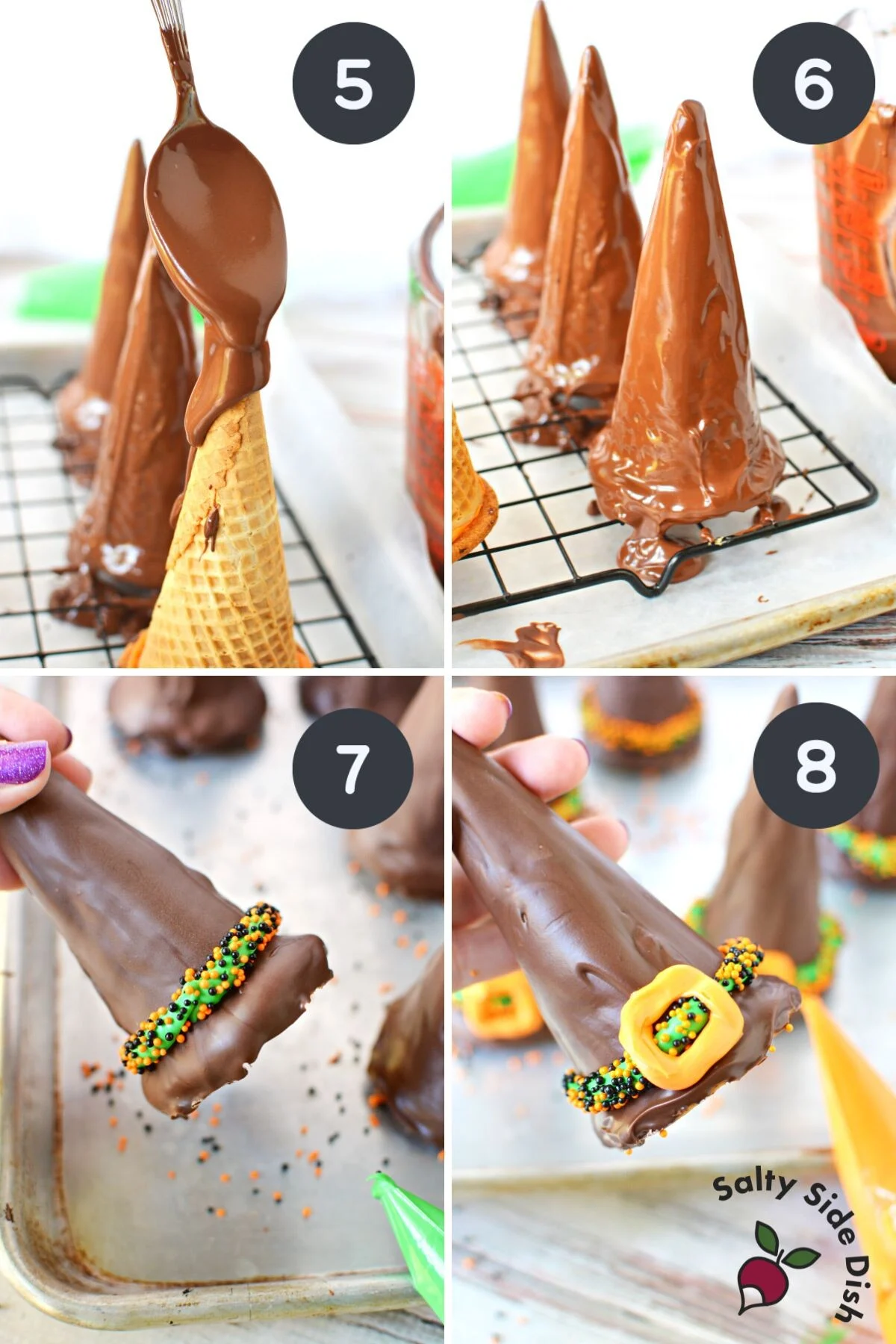 sugar cone witch hats stuffed with candy.