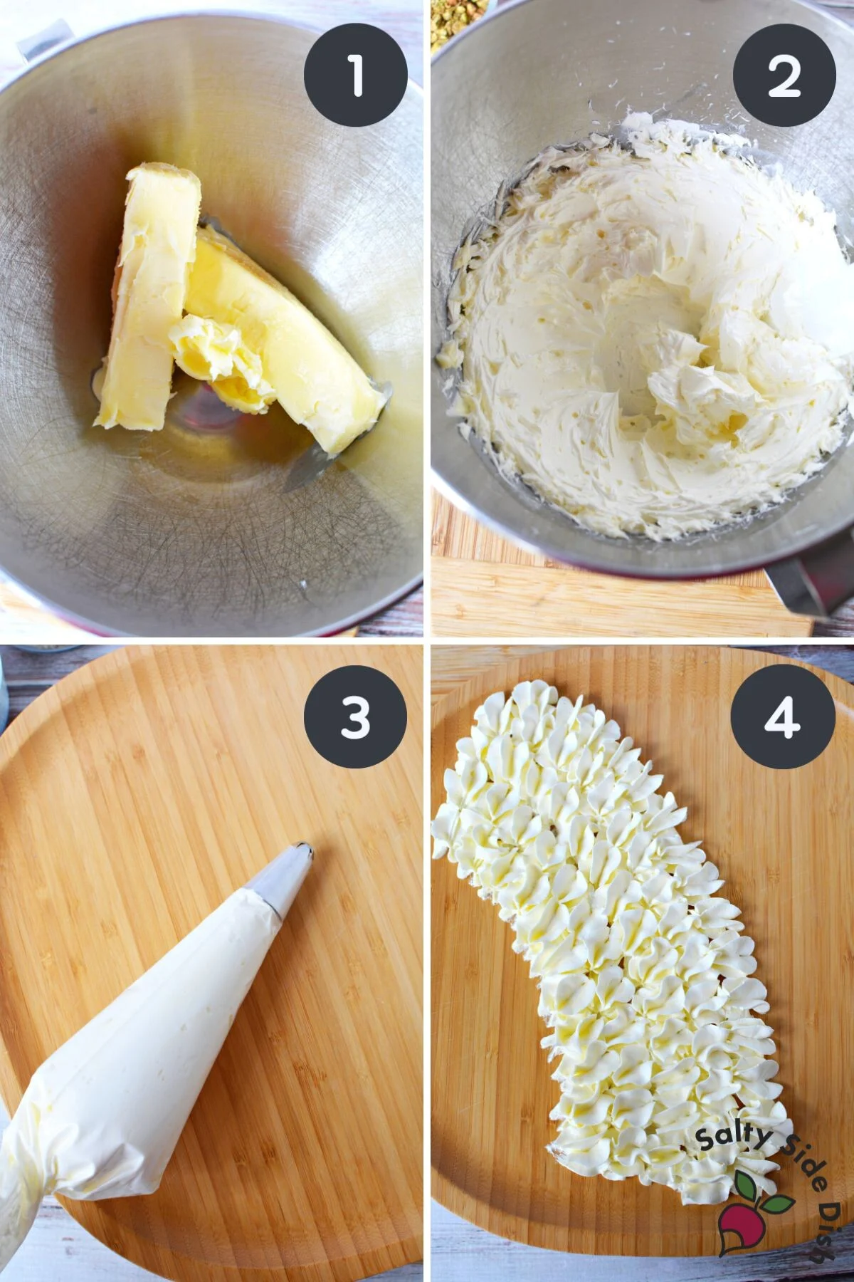 whipped butter in a pastry bag.