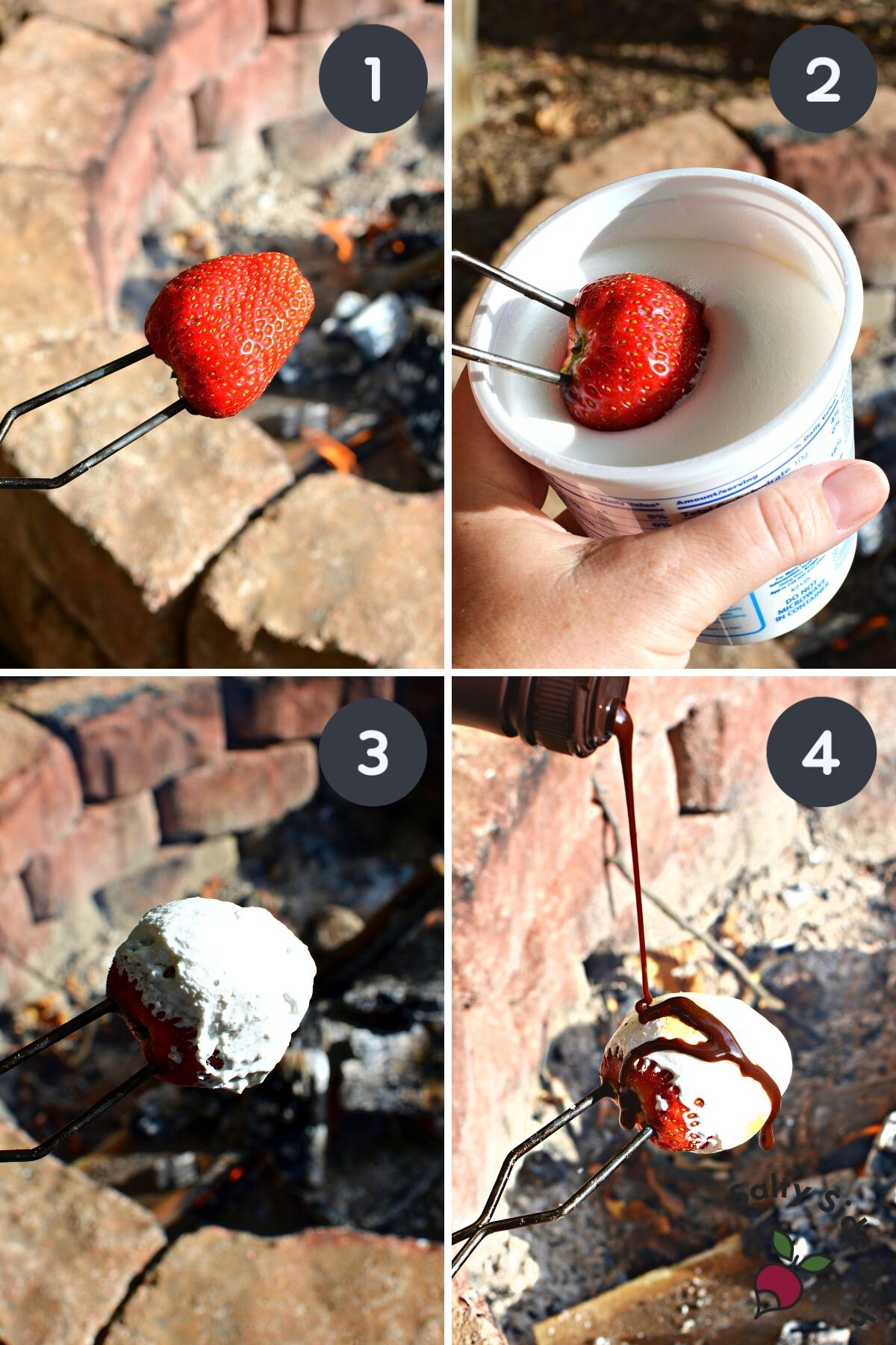 campfire strawberries and marshmallow creme.