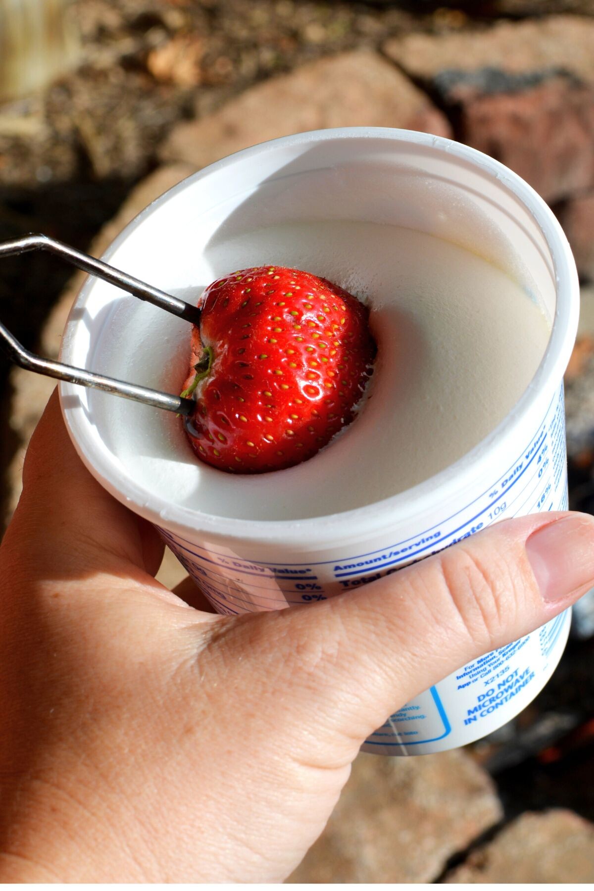 dipping fruit in marshmallow creme.