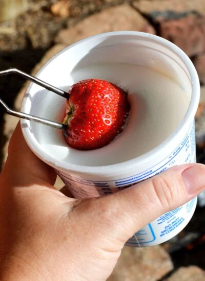 dipping fruit in marshmallow creme.