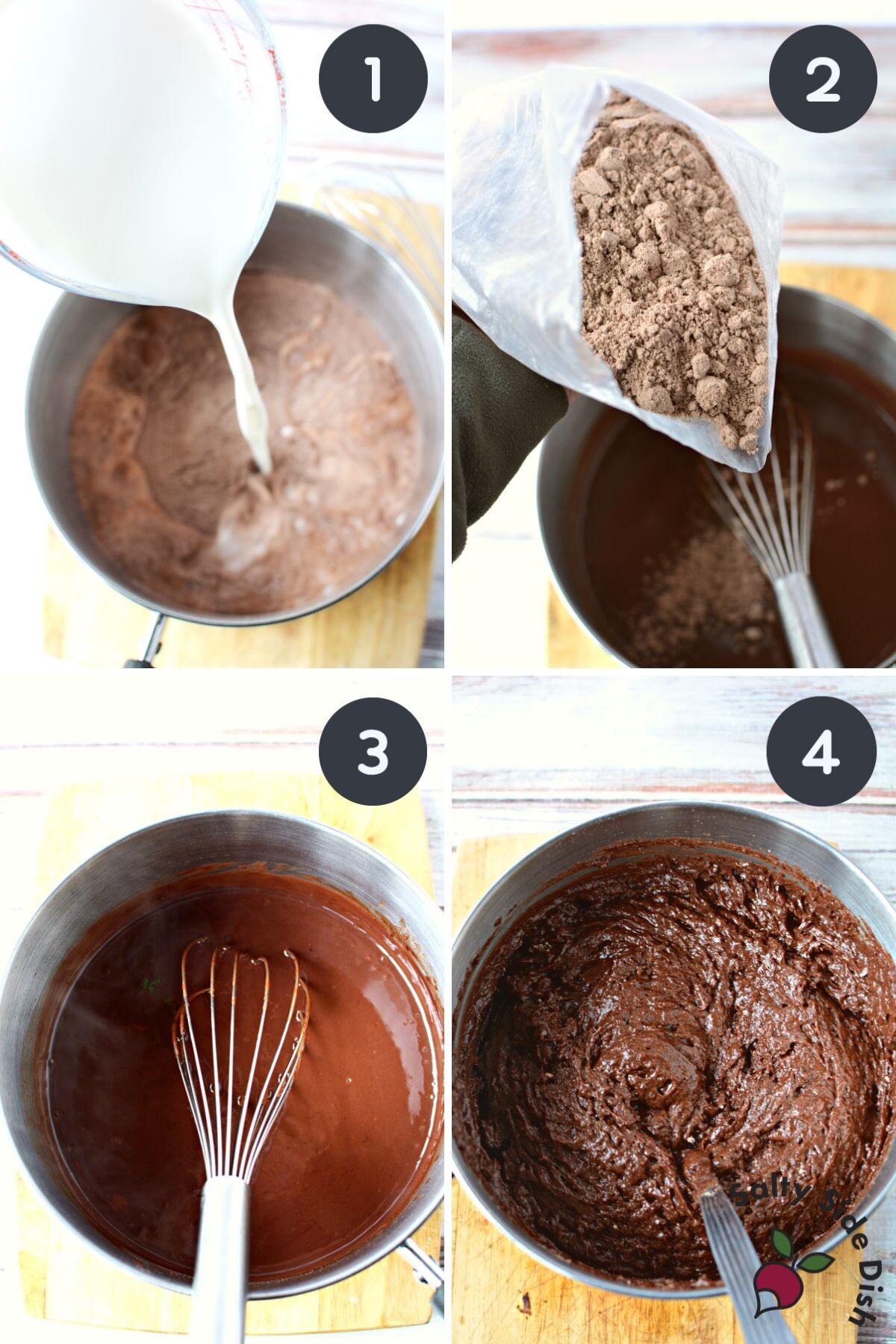 mixing pudding and cake mix.