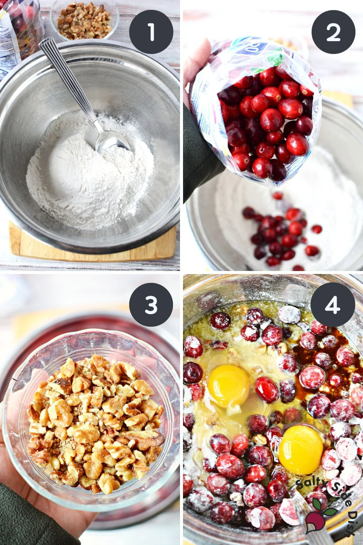 cranberry pie ingredients into a mixing bowl.