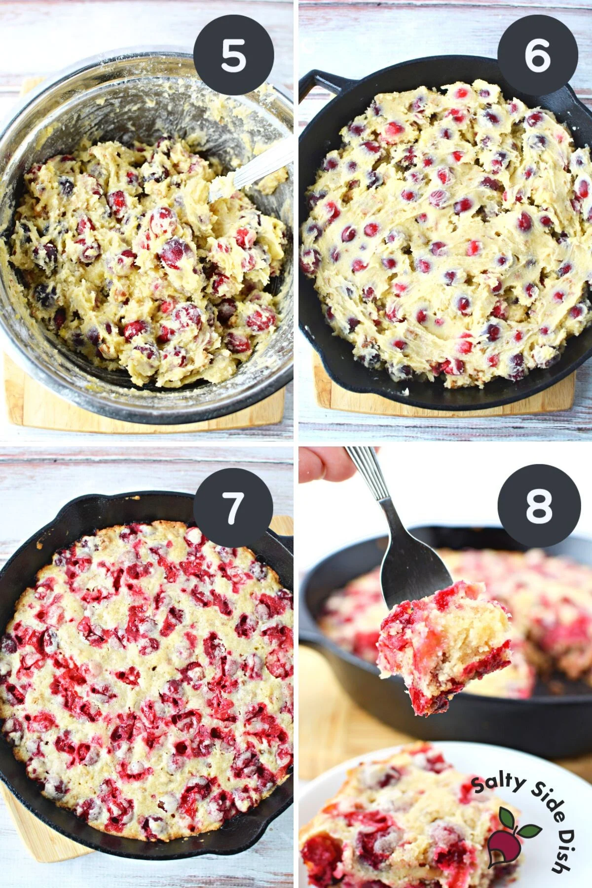 cranberry pie in a cast iron pan.