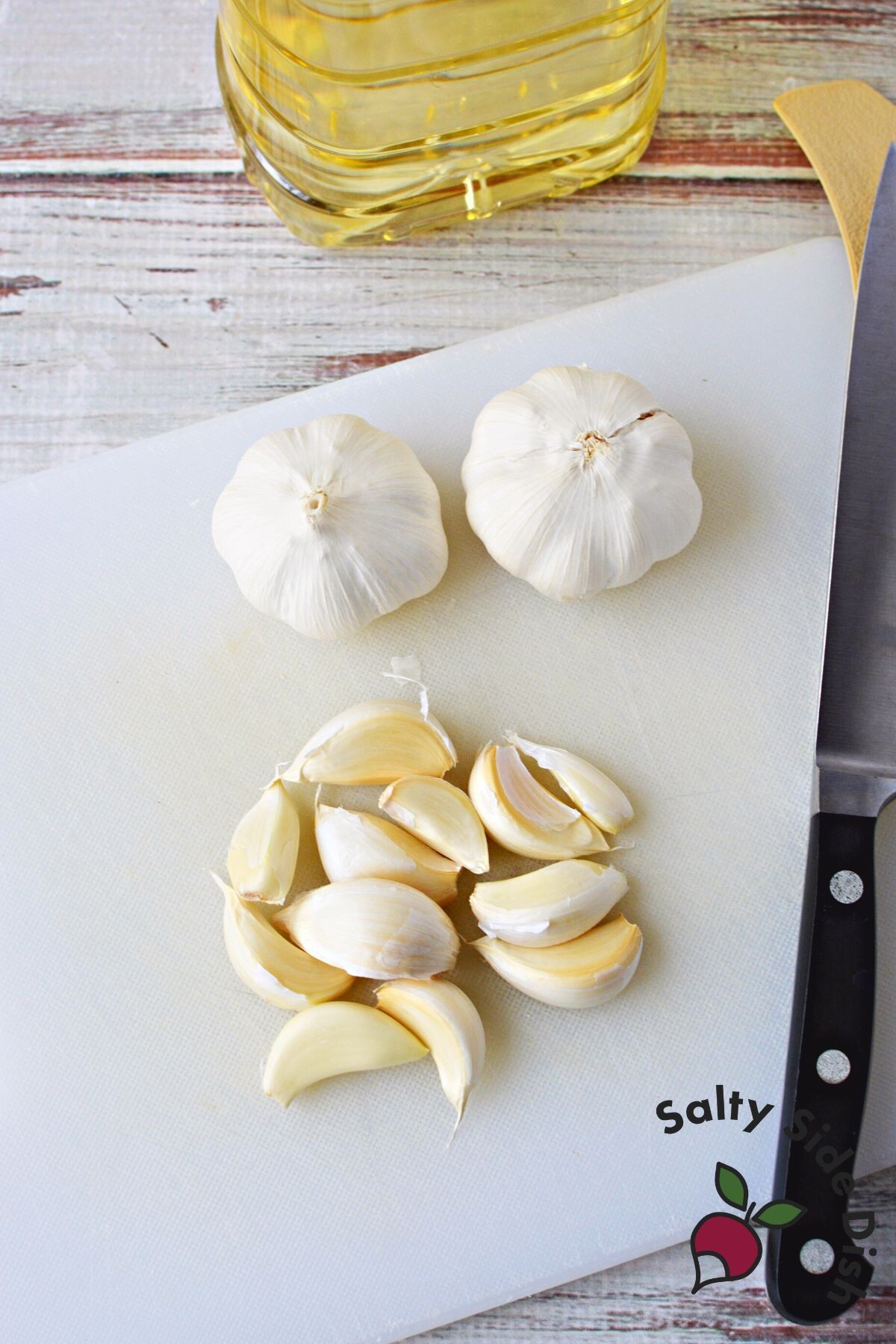 peeled garlic cloves.