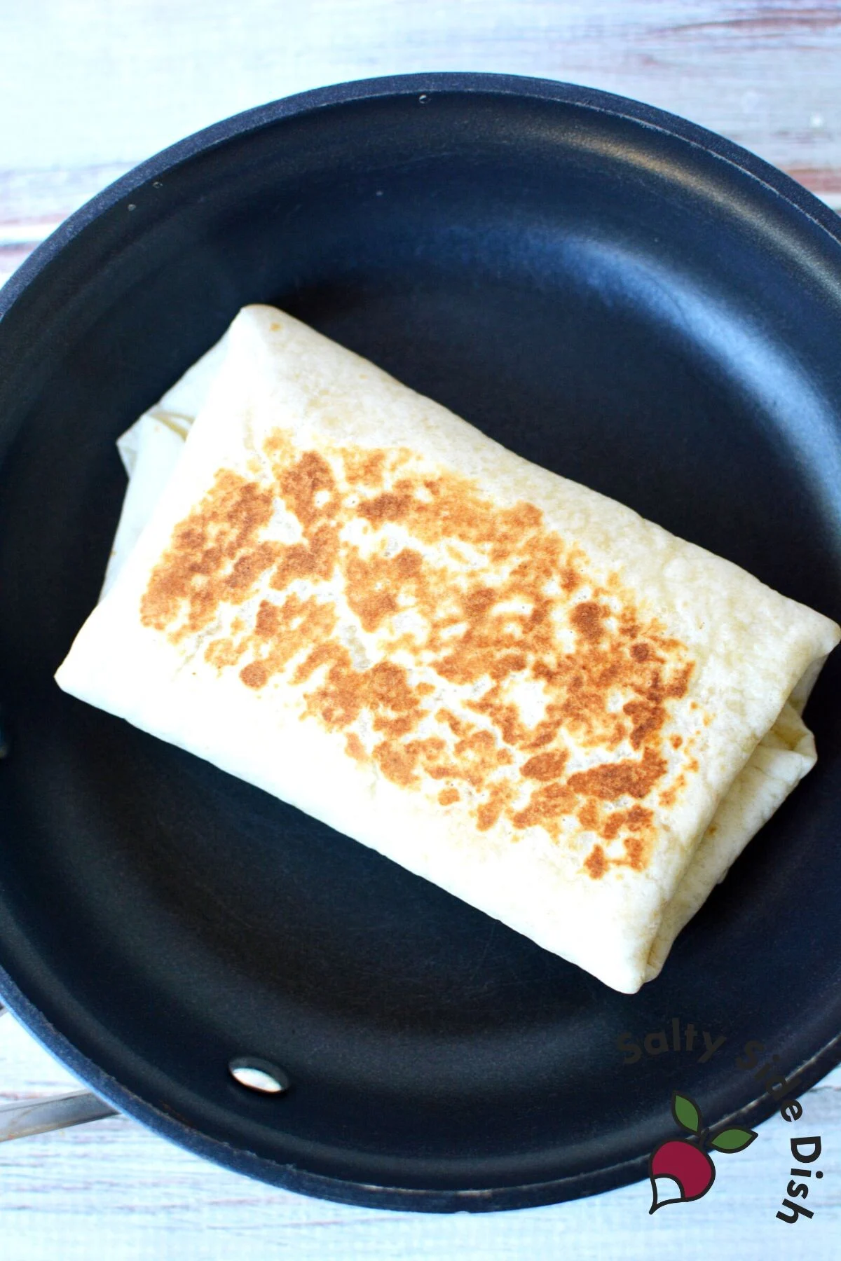 Buffalo Chicken Burritos stovetop fried.