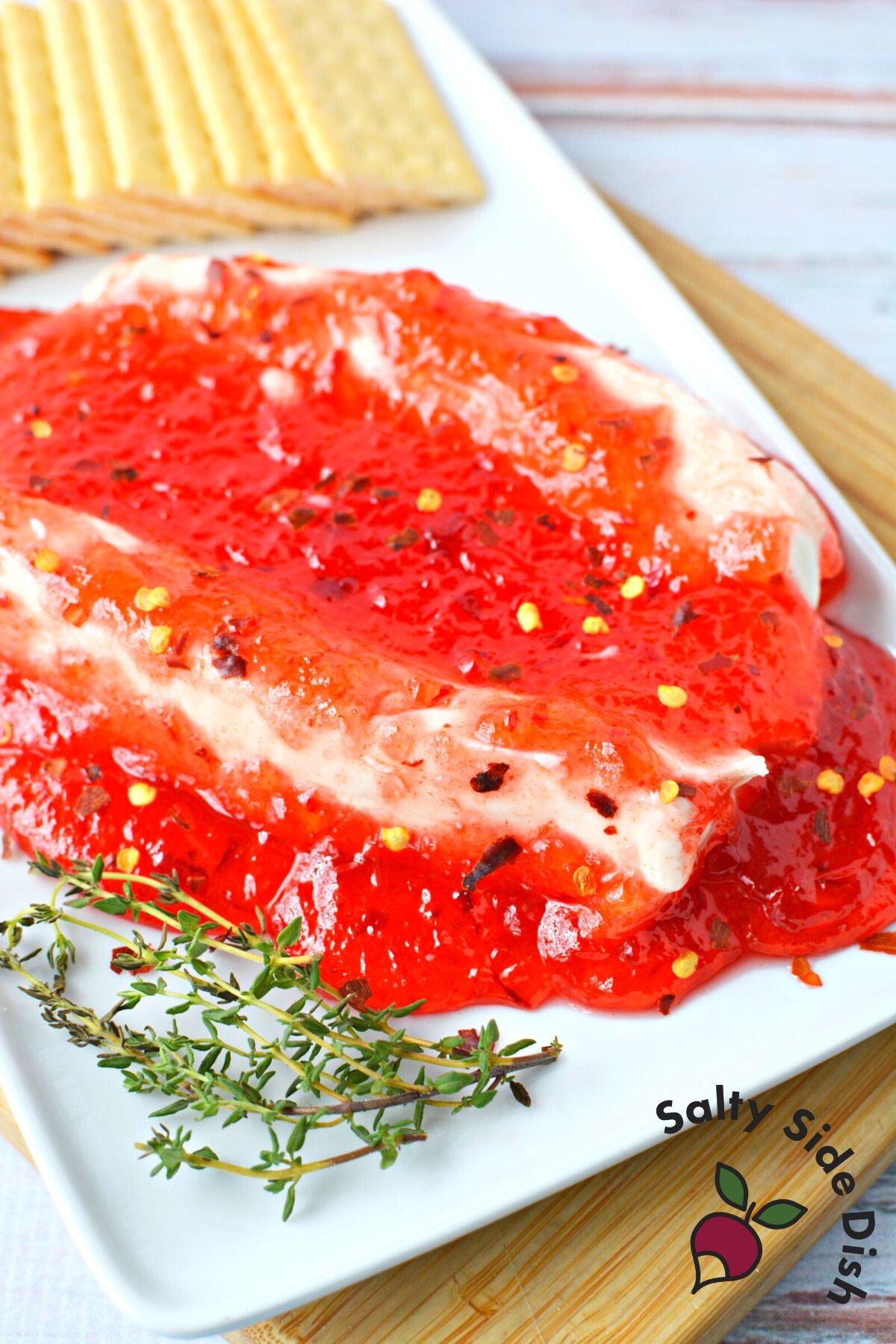 red pepper jelly or green pepper jelly over cream cheese.