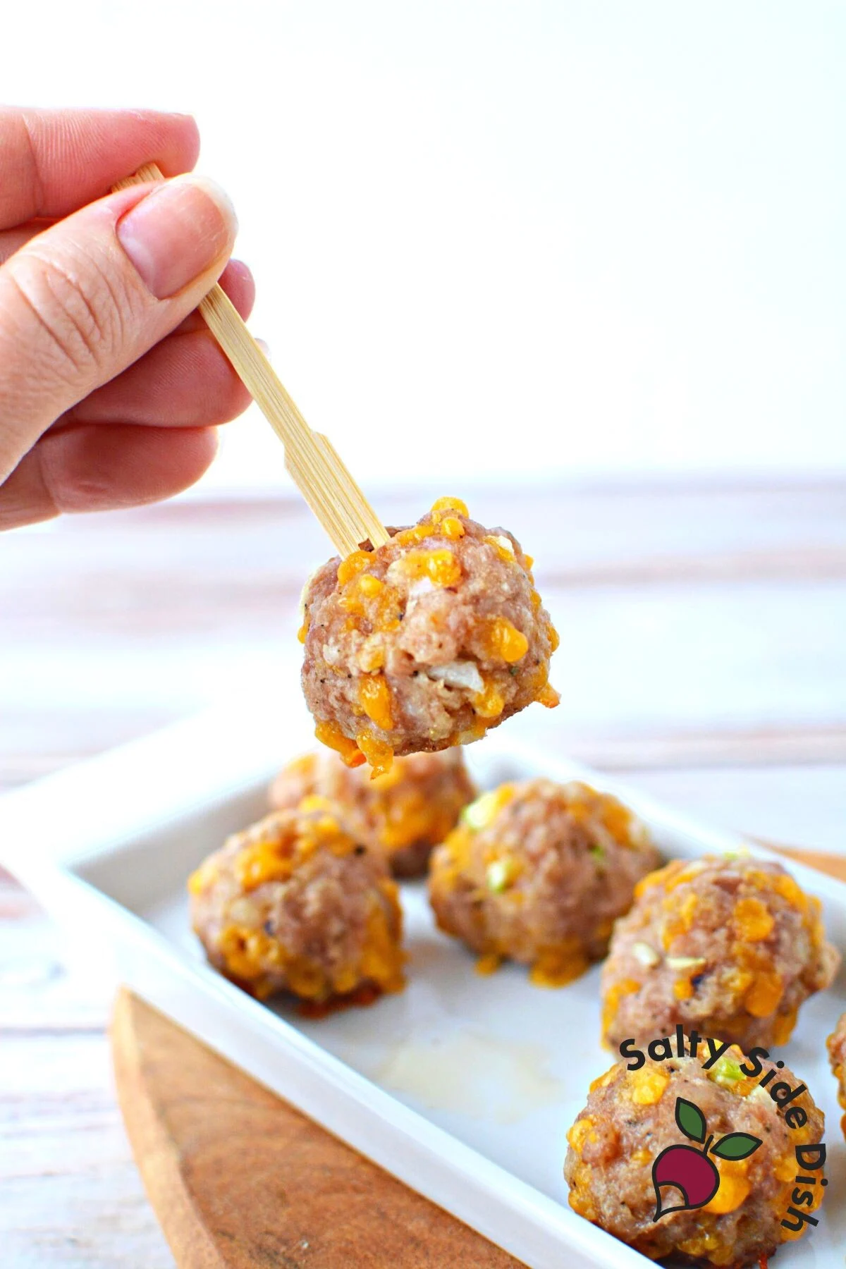 sausage ball on a toothpick.