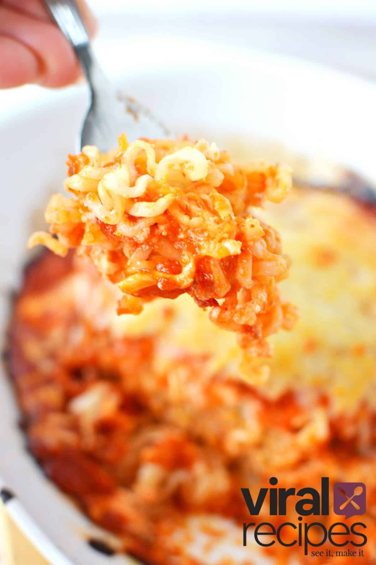 creative ramen noodle italian lasagna.
