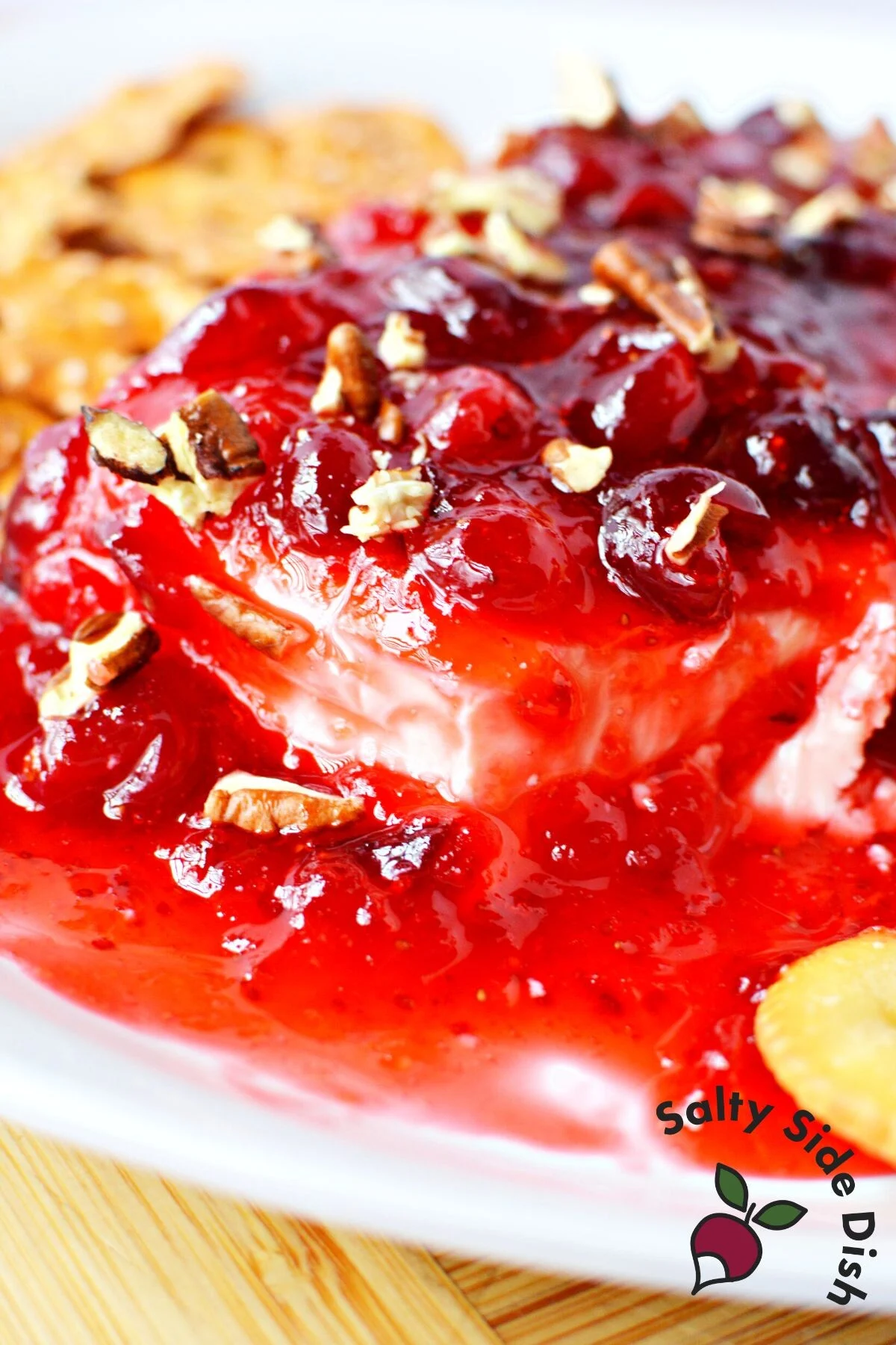 easy holiday appetizer with strawberries and cranberries.