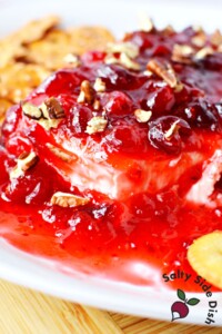 easy holiday appetizer with strawberries and cranberries.