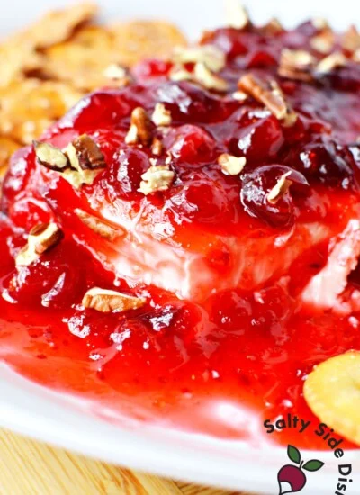 easy holiday appetizer with strawberries and cranberries.