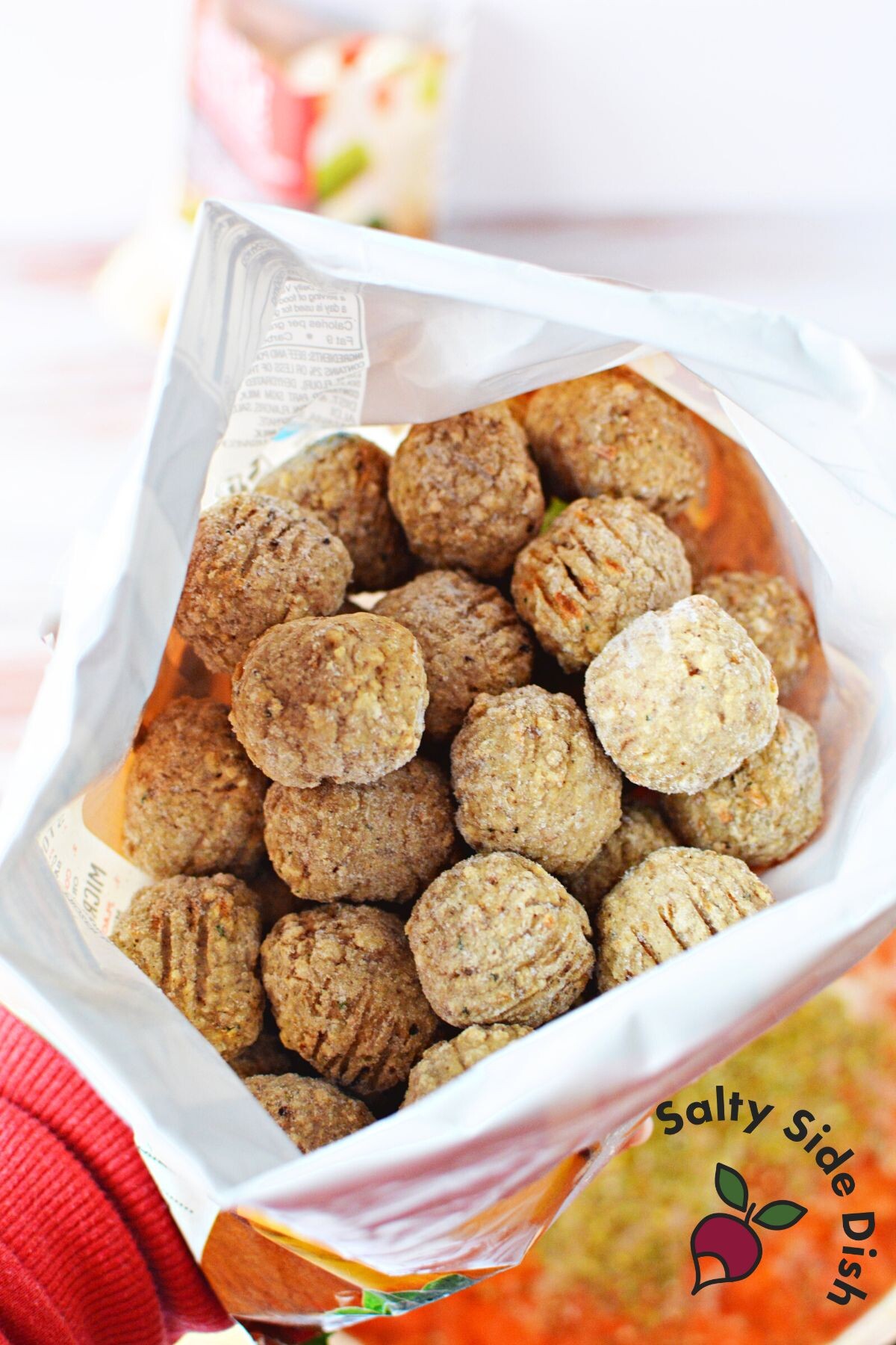 frozen meatballs in a bag.