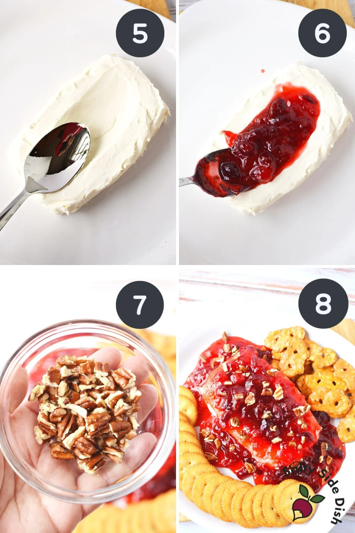 strawberry cream cheese dip with cranberry sauce.
