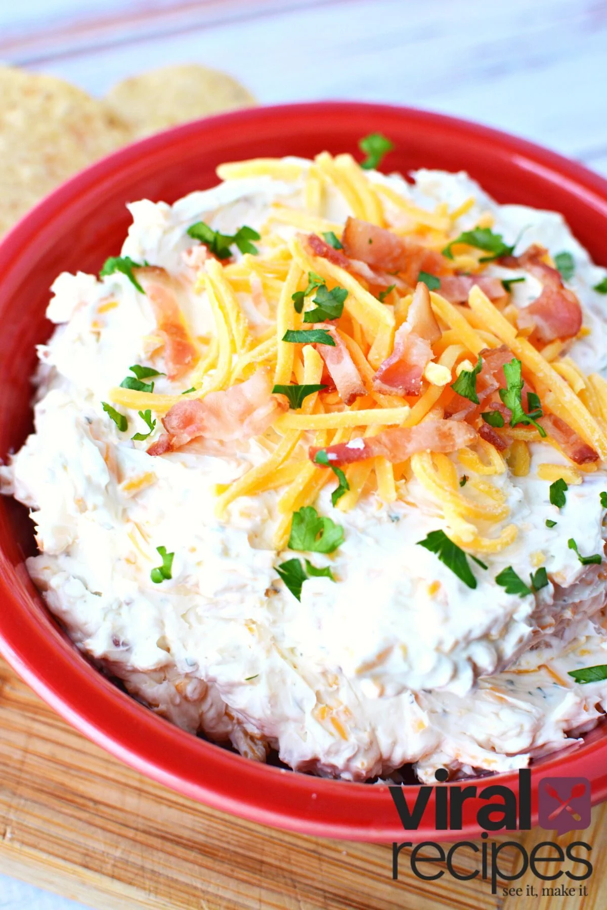 easy dip recipes from tiktok this crack dip is full of bacon and cheddar.