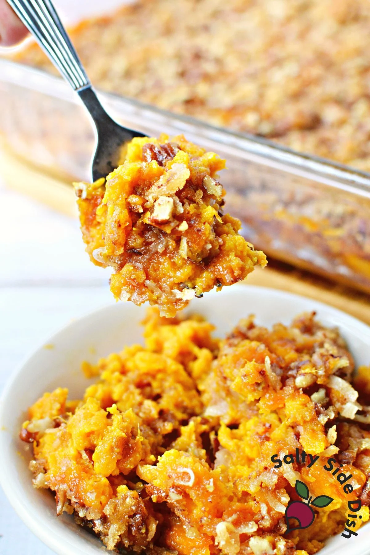 spoonful of sweet potato crunch.