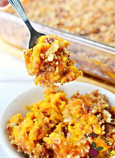 spoonful of sweet potato crunch.