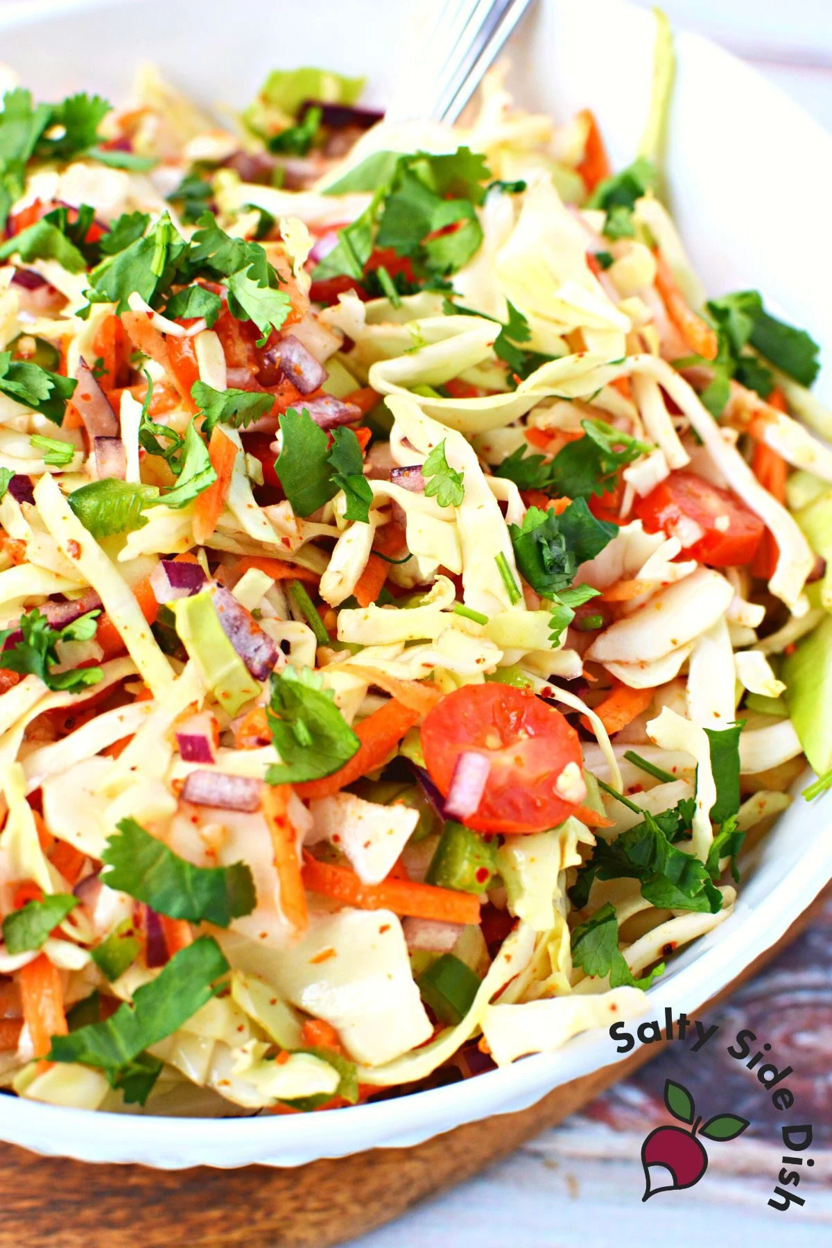 huge bowl of coleslaw side dish recipe.