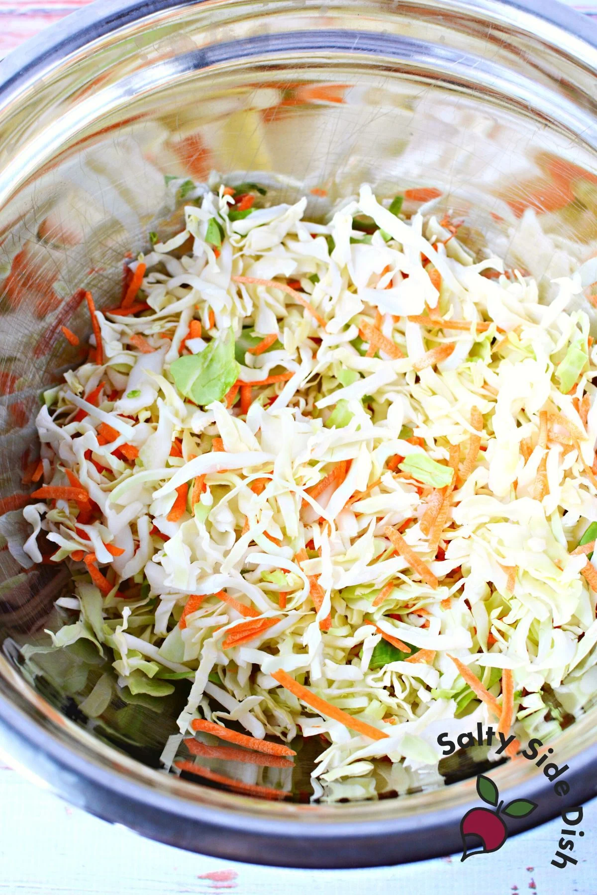 shredded cabbage and carrots.