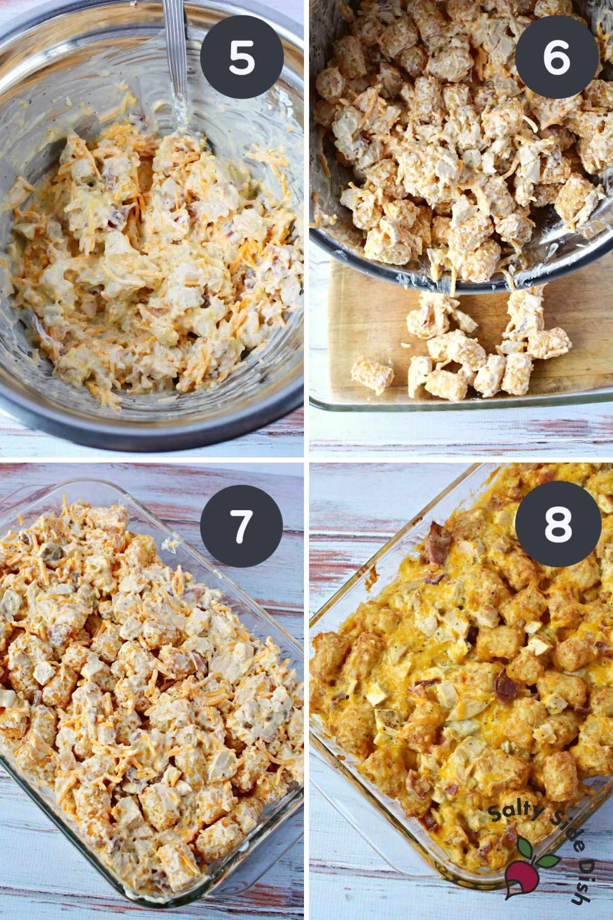 cooking a chicken bacon ranch tater tot casserole.