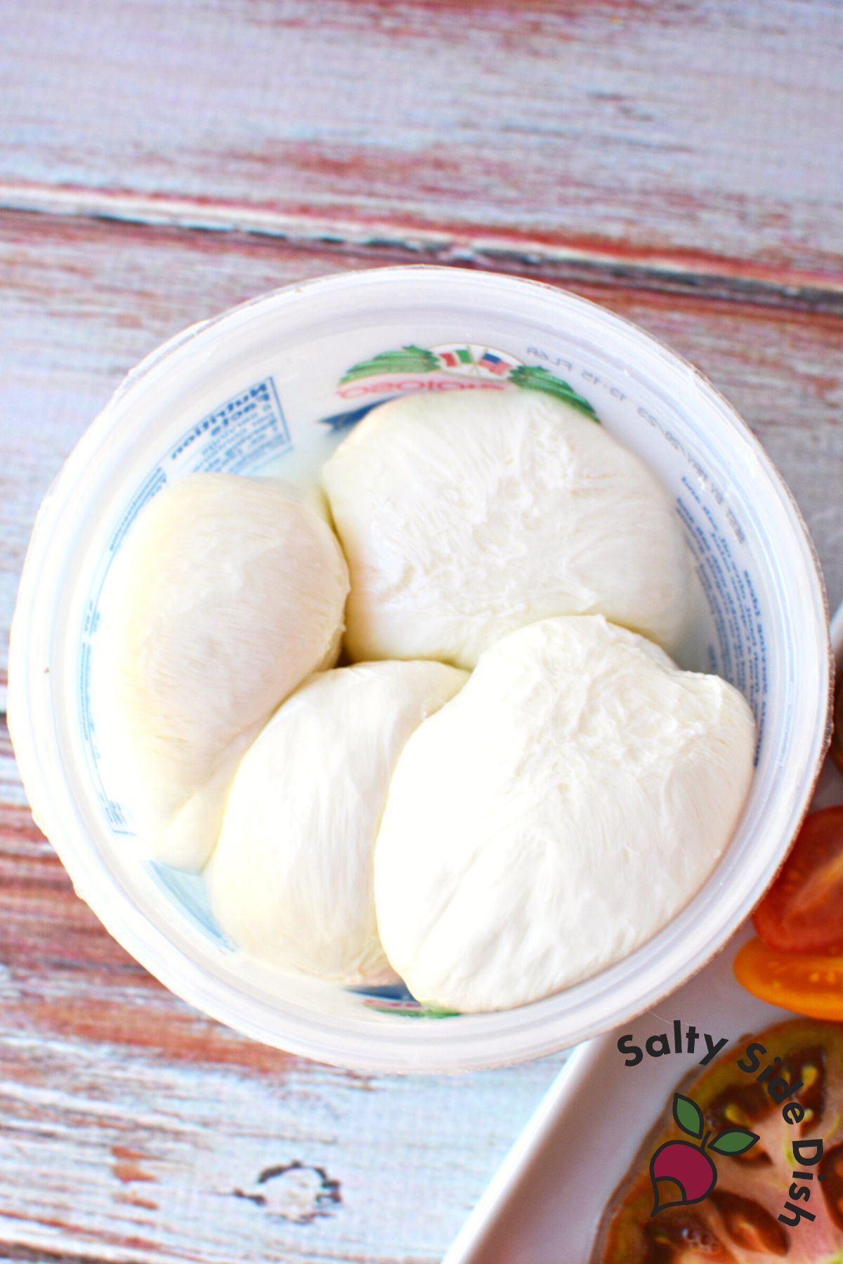 burrata cheese in a container.