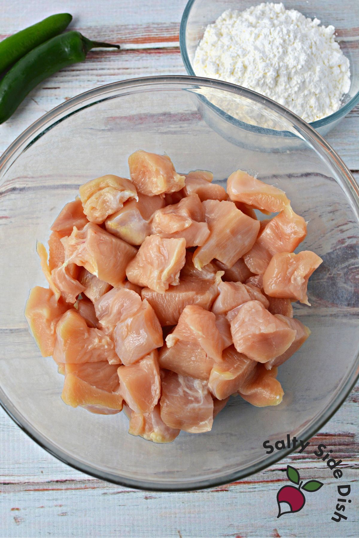 chunks of chicken breast.