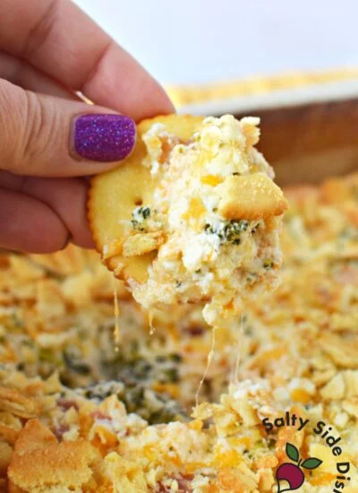 easy to make broccoli cheese dip with ritz crackers.