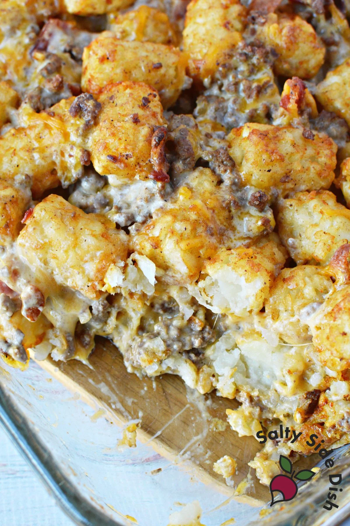golden brown tater tot casserole.