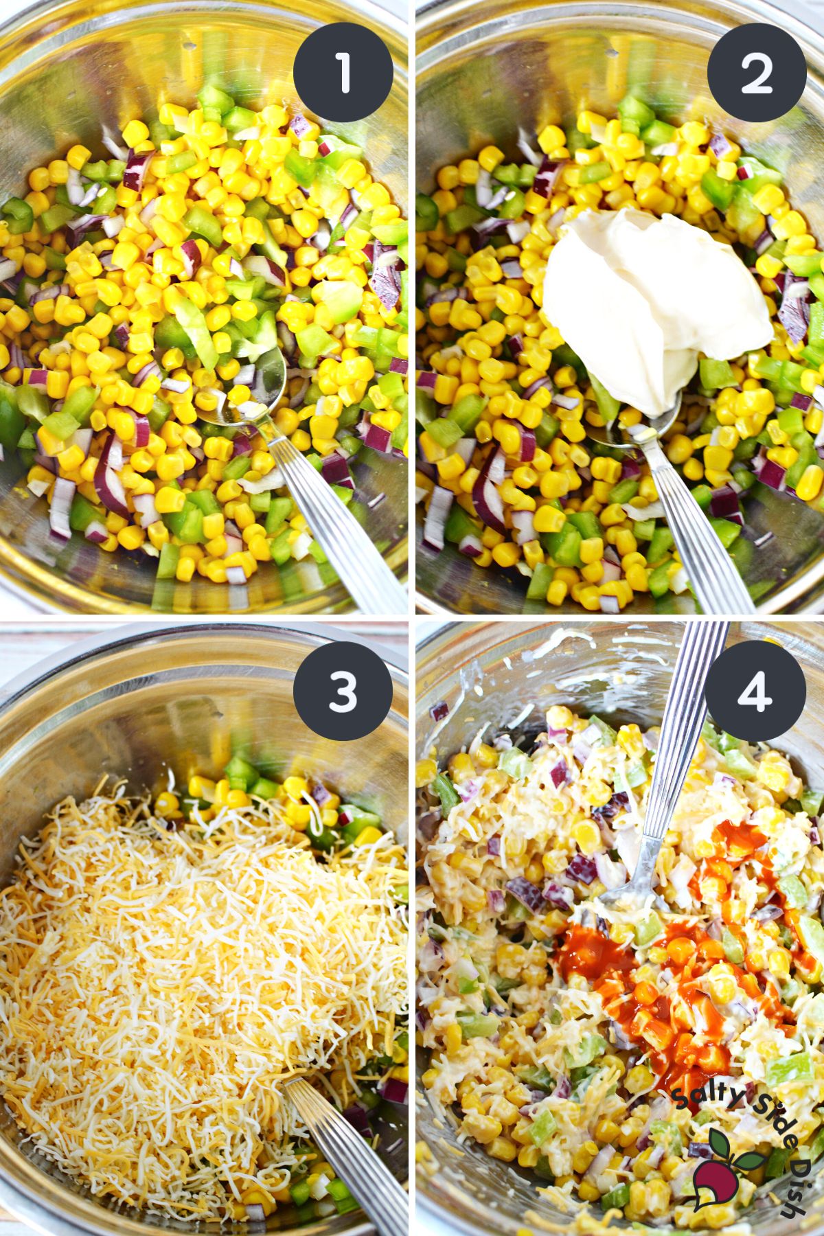 adding all ingredients to a mixing bowl.