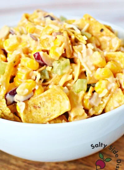 corn chips in a corn salad.
