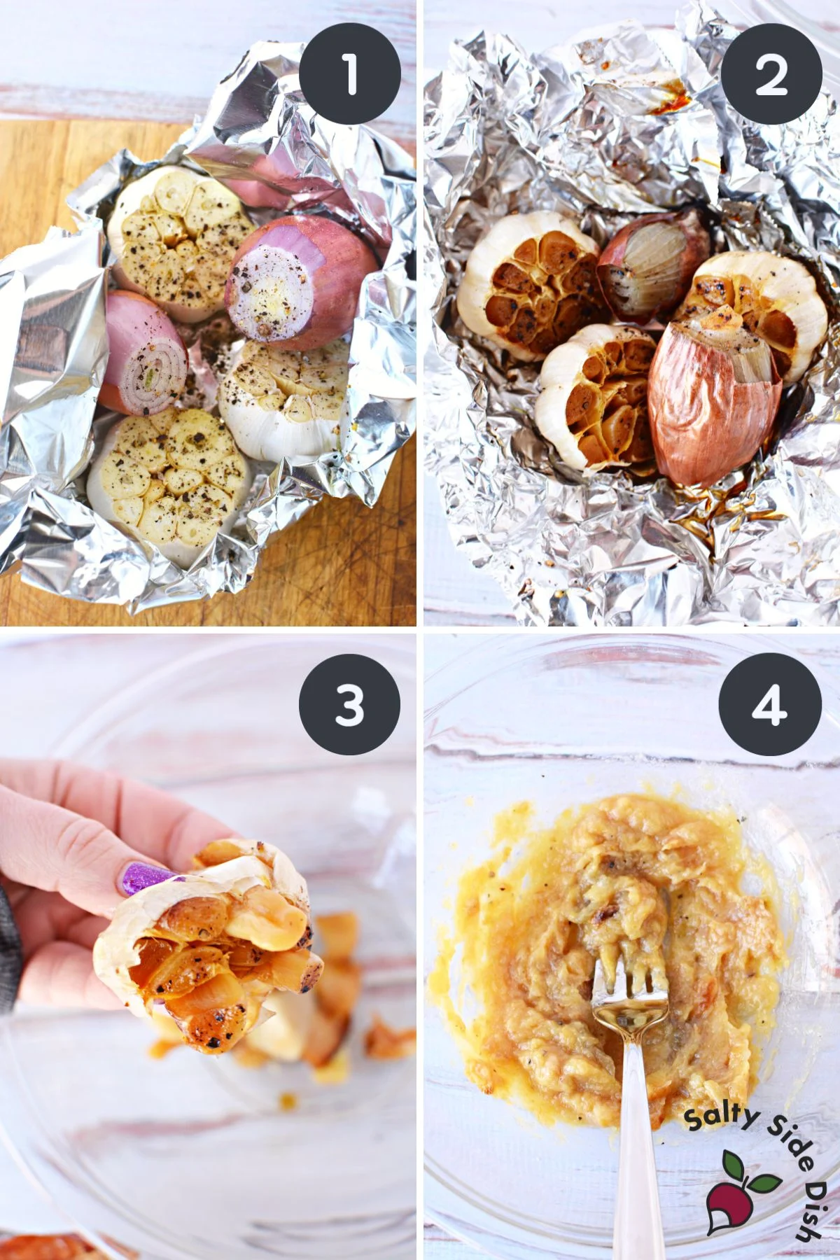 how to roast garlic bulbs and shallots.