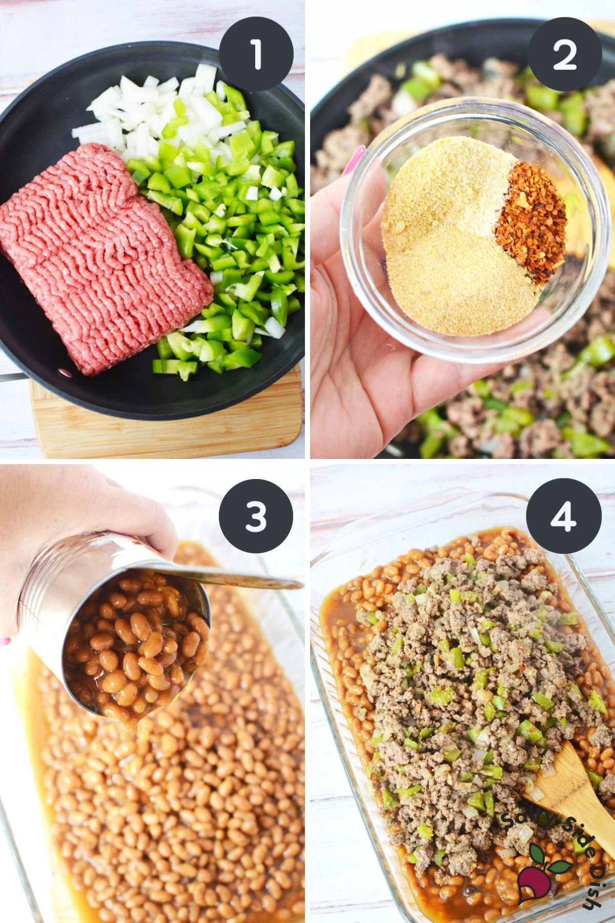 how to oven bake cowboy beans in a casserole dish.