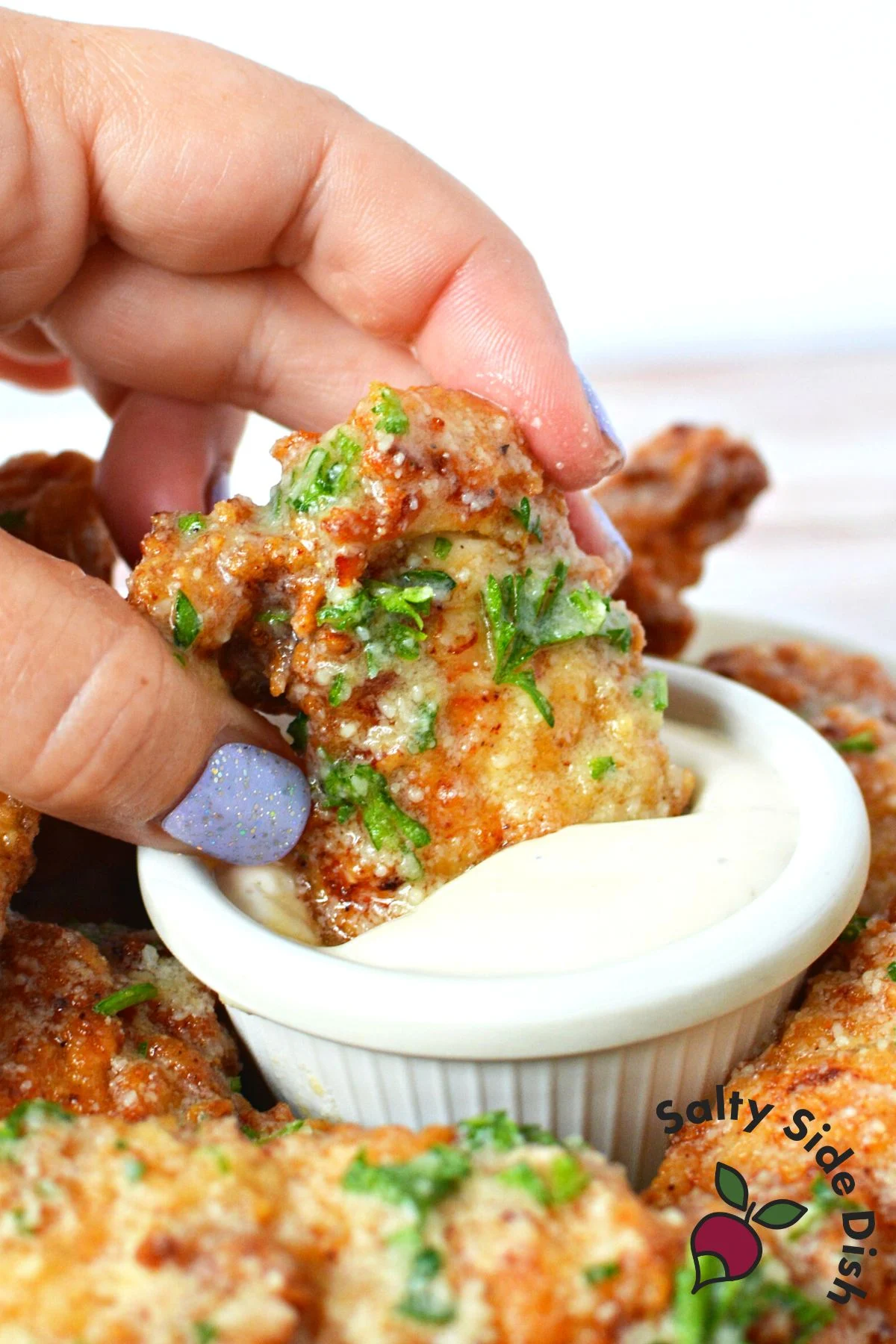 chicken strips in ranch dressing.