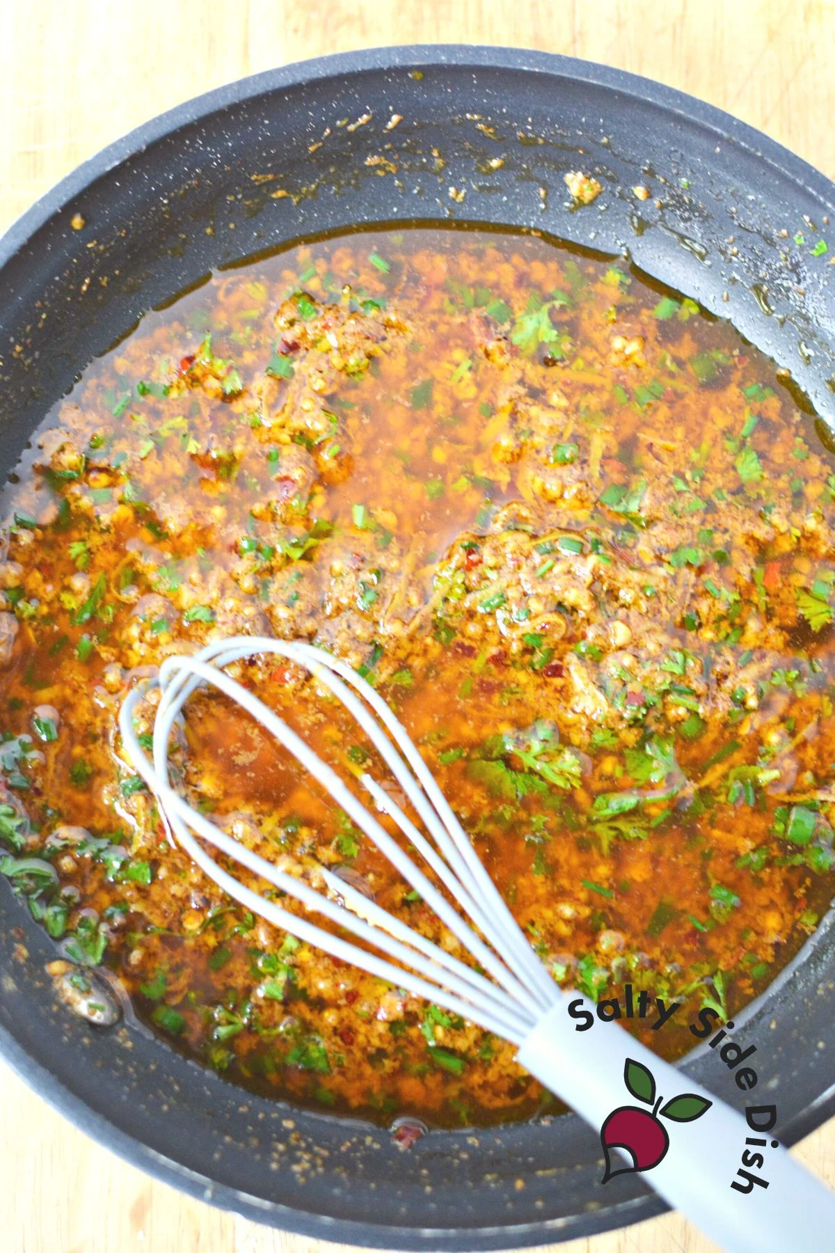 skillet is heating up with all ingredients.