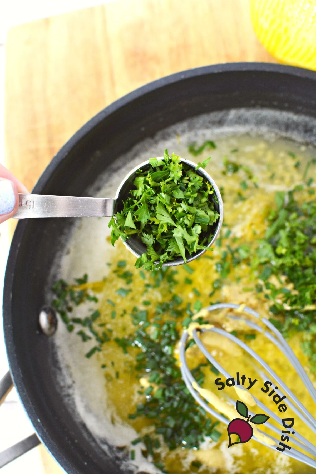 measuring herbs for butter