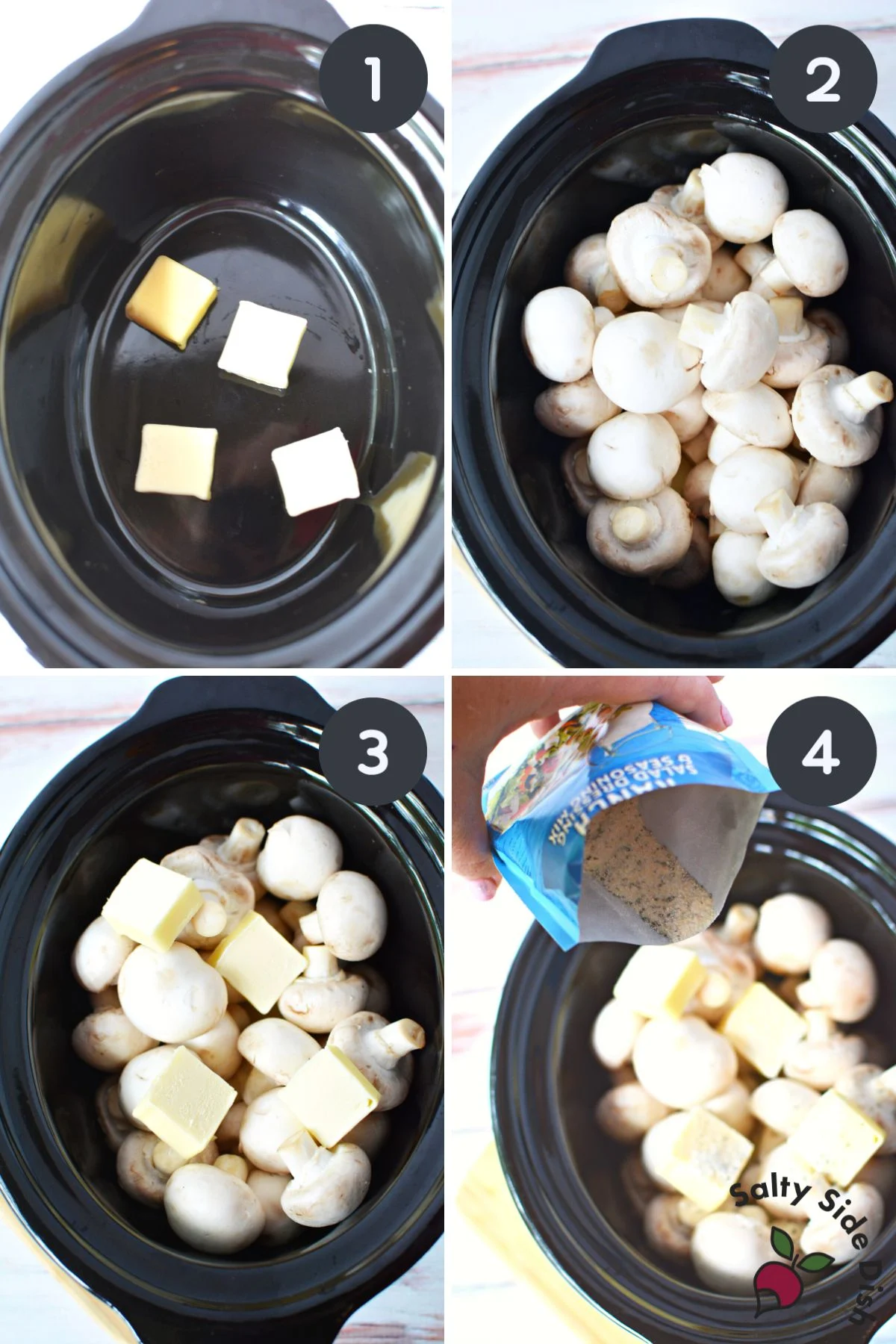 a recipe for slow cooking white button mushrooms in a crockpot