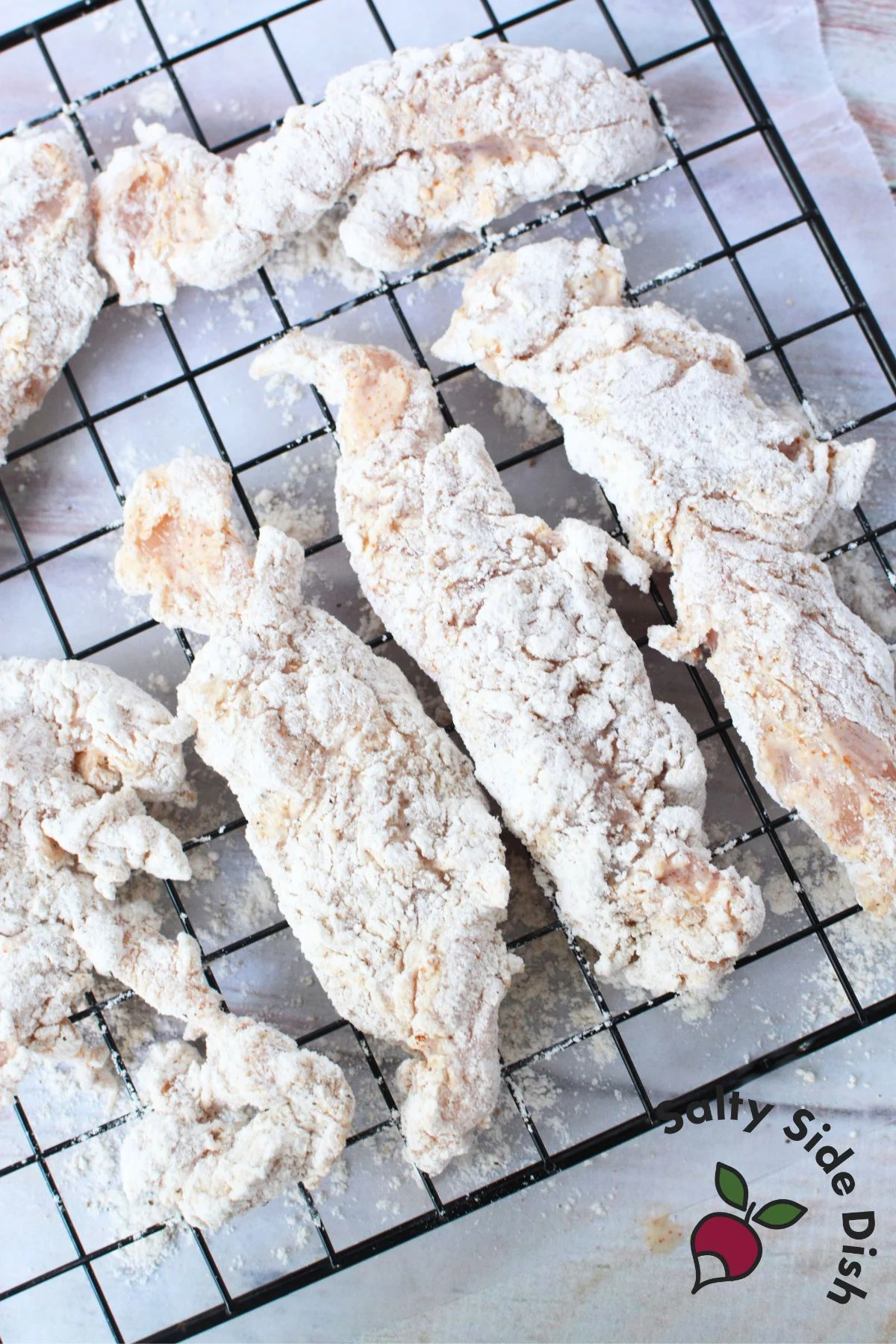wire rack for crispy chicken tenders.