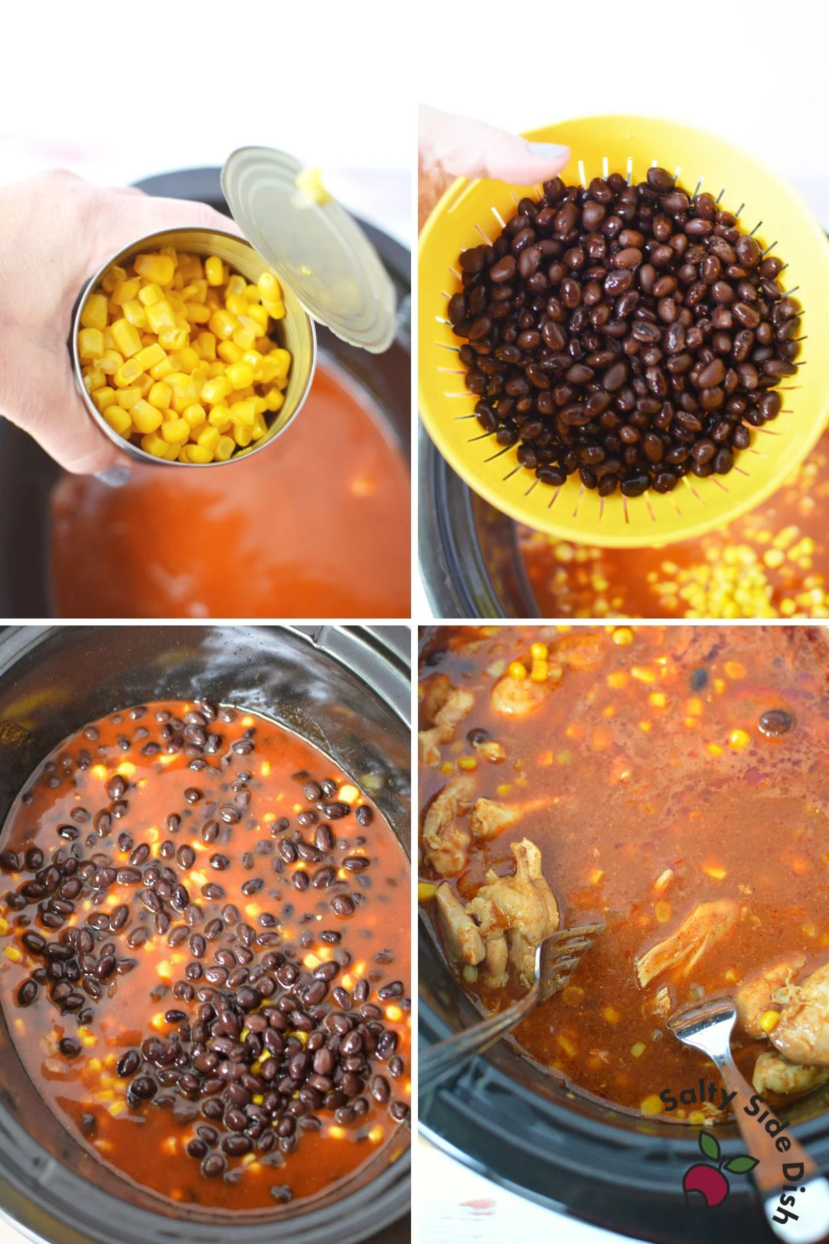 rinsing the black beans helps the mixture not to become muddy looking.