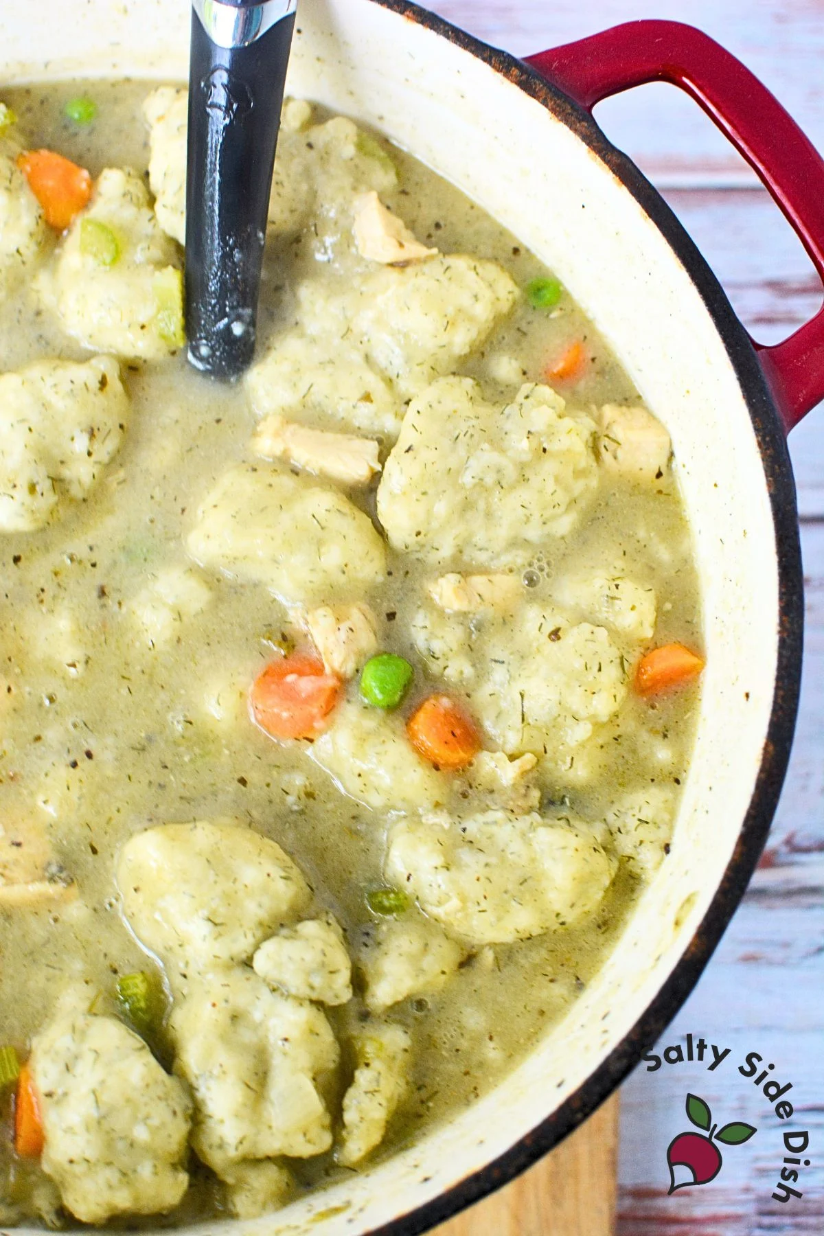 chicken stew recipe in a stock pot.