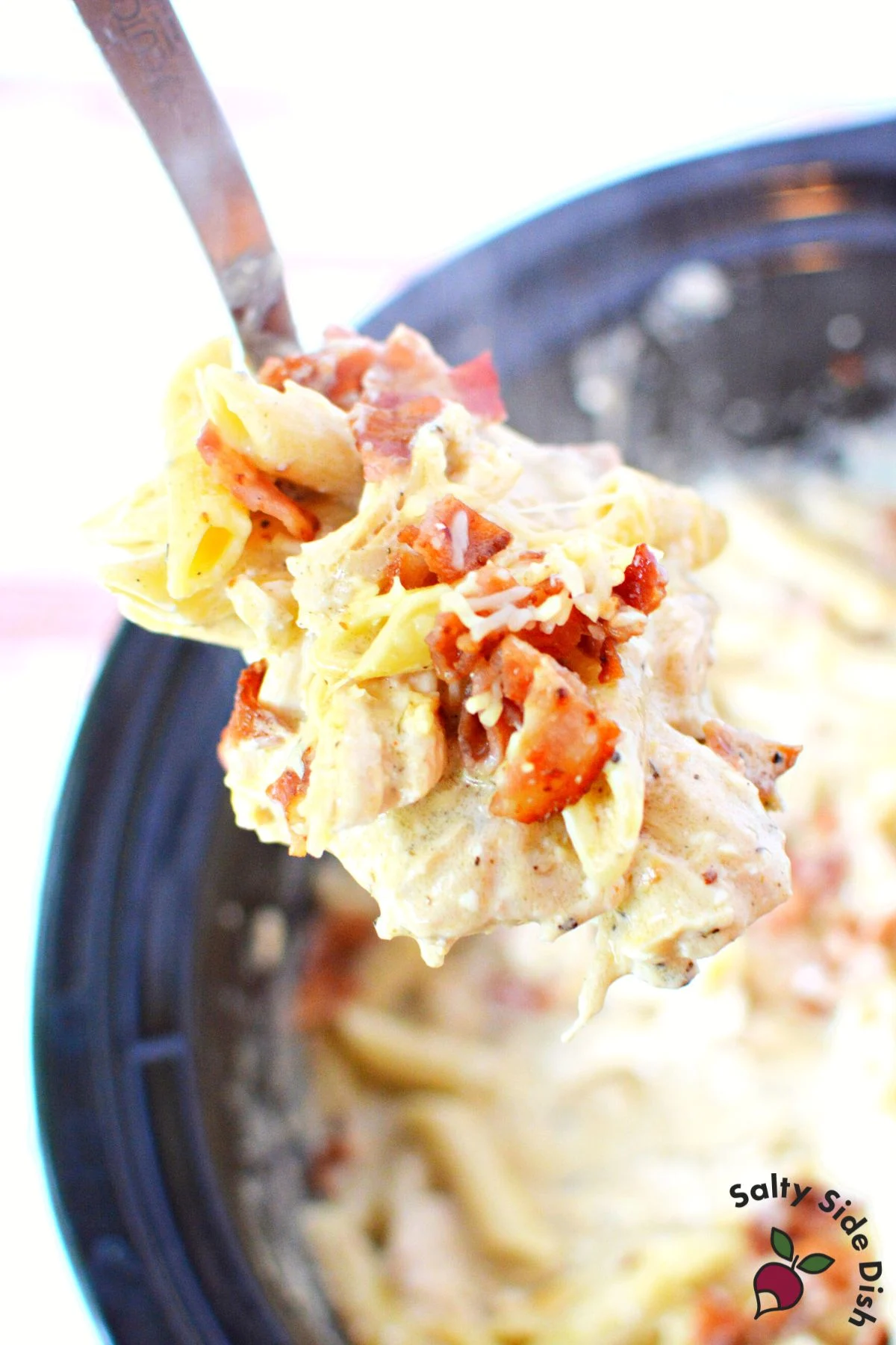 easy to make garlic parmesan chicken pasta ready for weeknight dinner.