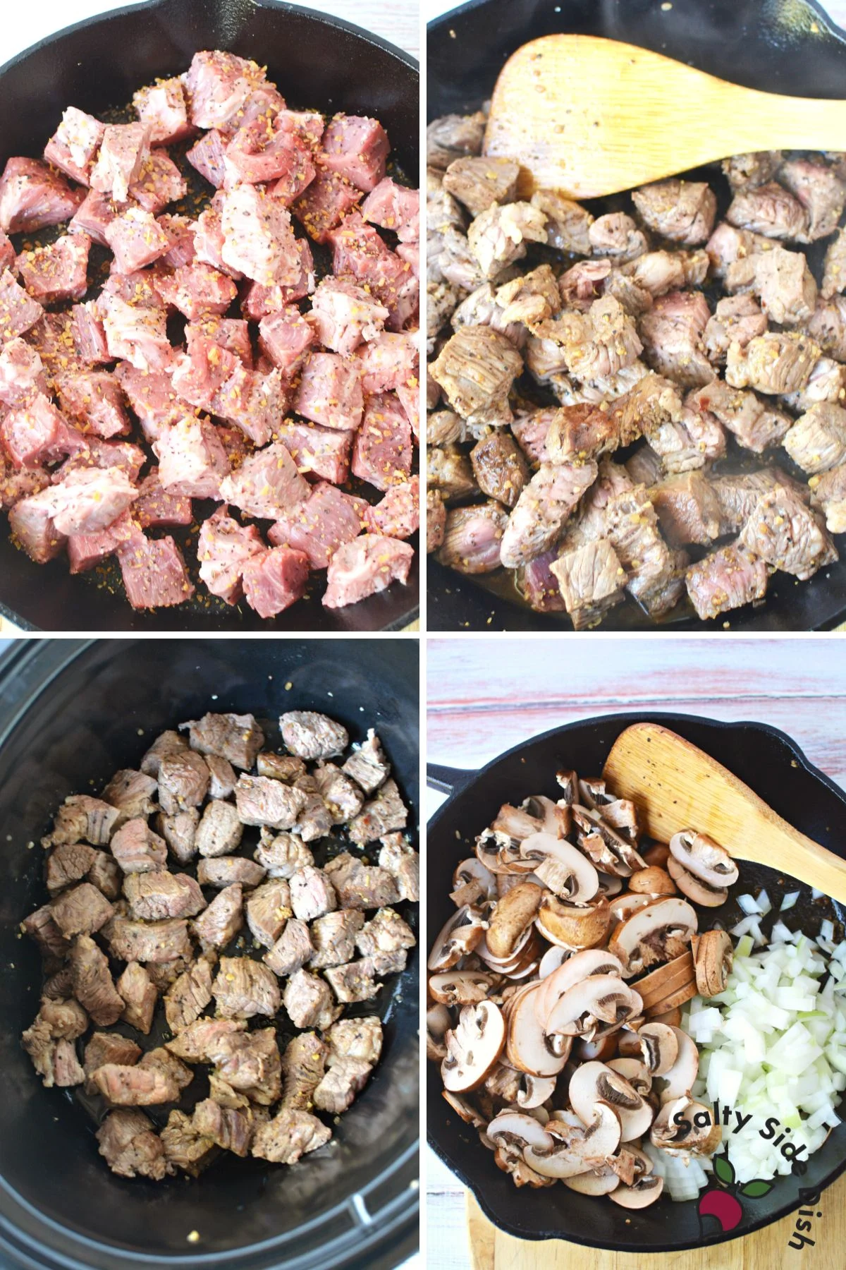 searing sirloin tip before going into crock pot.