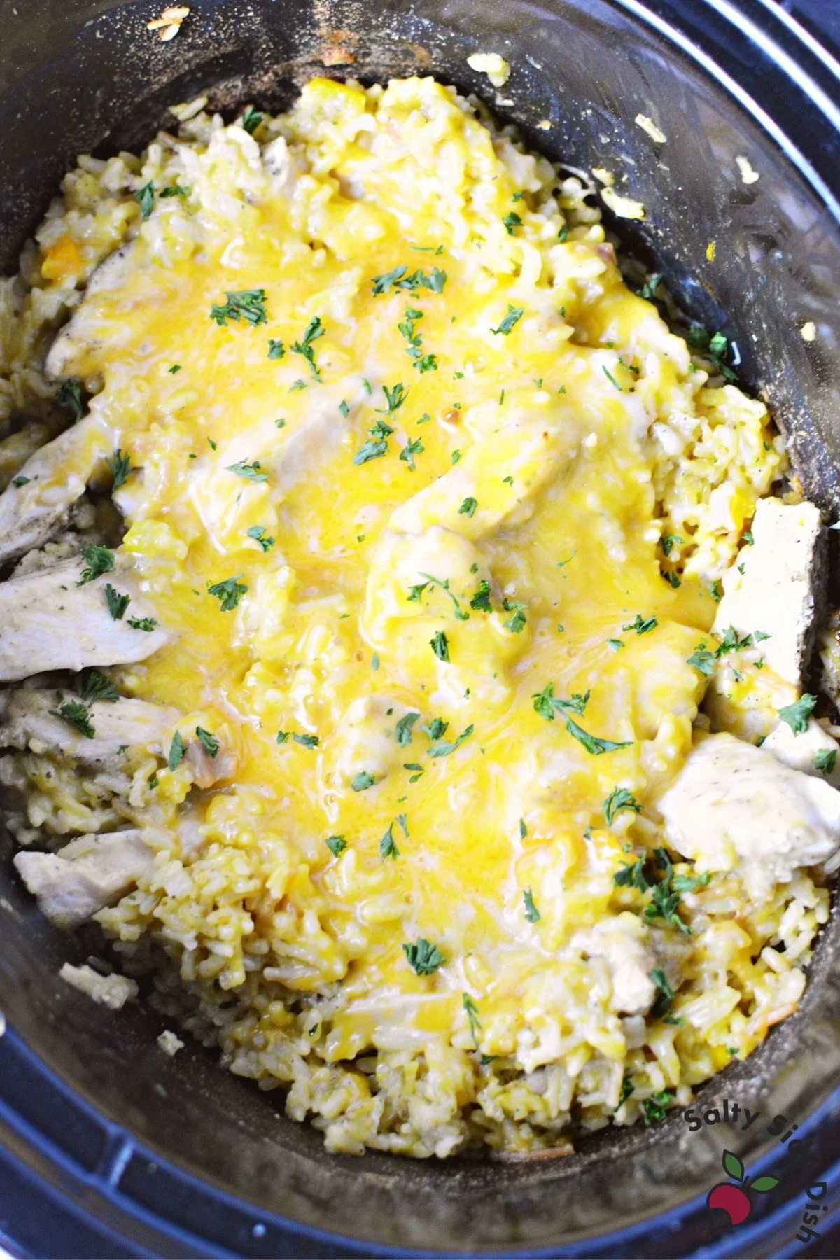 melted cheese all over as a topping.